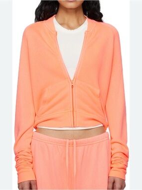 SKIMS Neon Coral Zip-Up Hoodie
